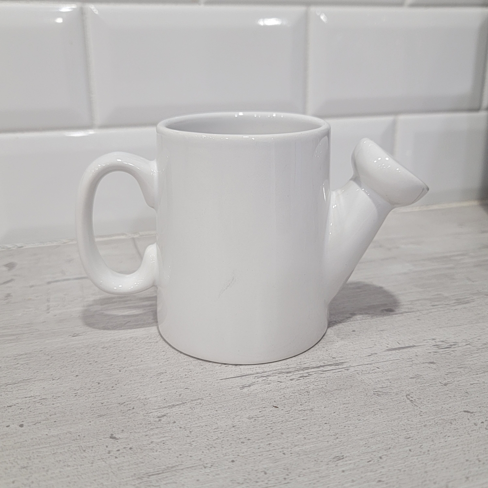Vintage Watering Can Shaped Coffee Mug White Ceramic Tulips Gardening Cup - Picture 6 of 17